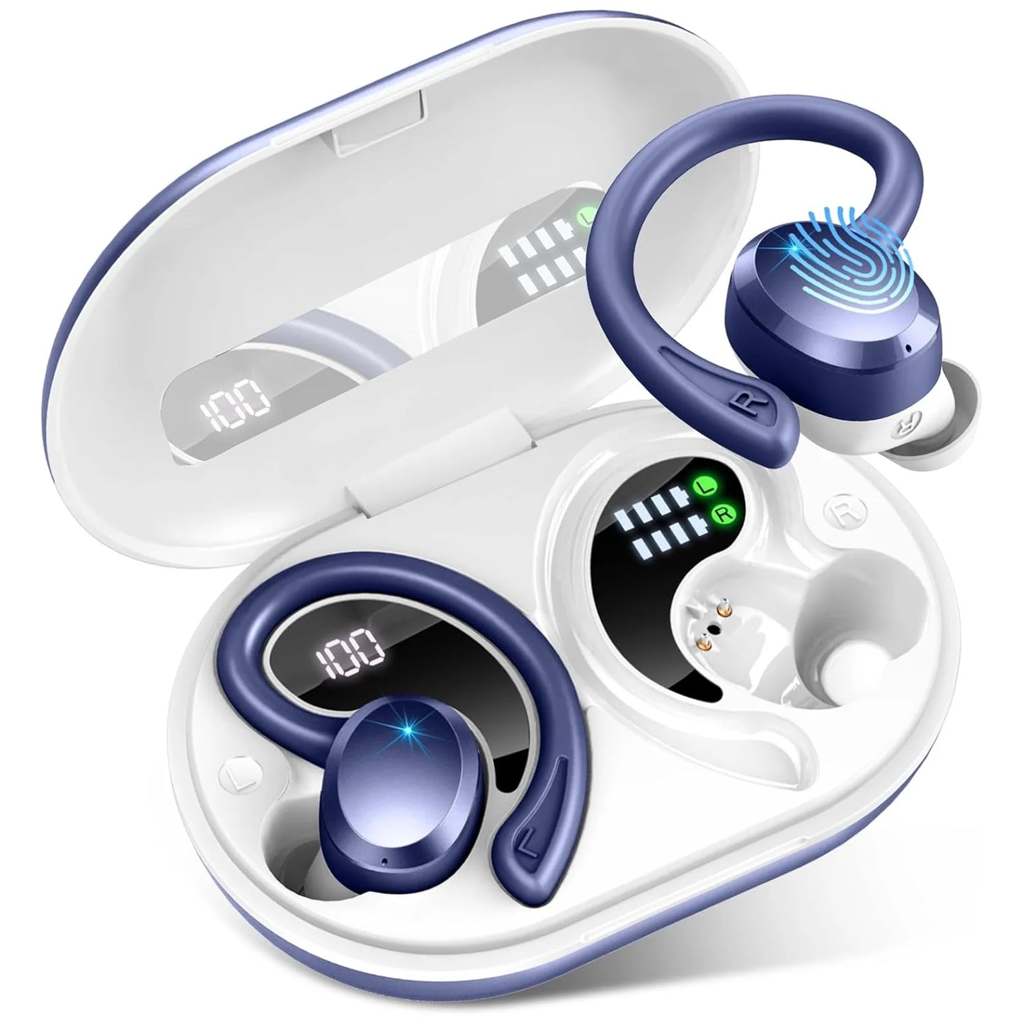 Wireless Bluetooth 5.3 Earbuds with Stereo Bass & 40H Playback IP7 Waterproof