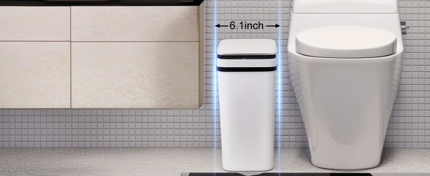 2 Pack 12L Touchless Motion Sensor Trash Cans with Lid Slim Design