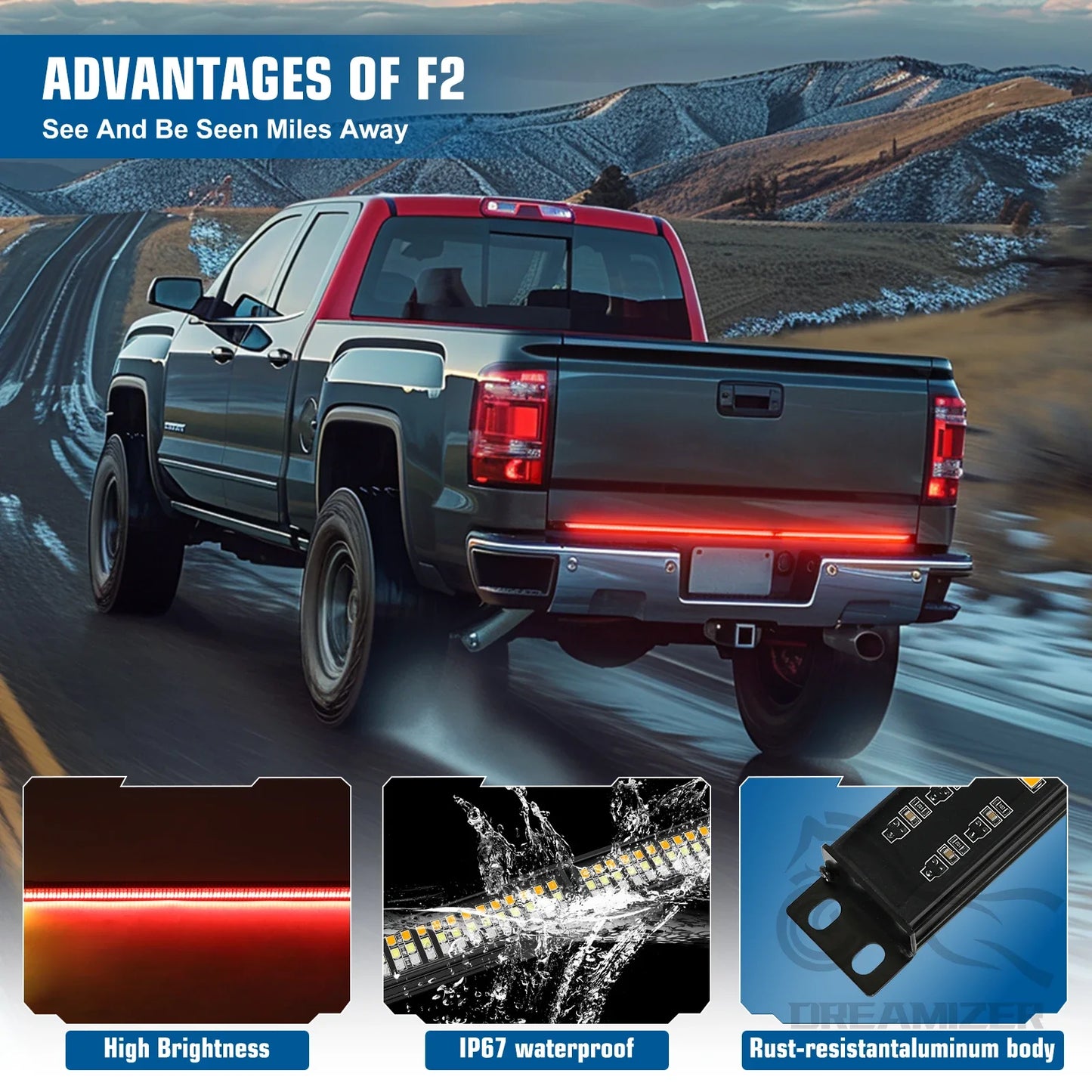 60 Inch 4 Row 864 LED Tailgate Light Strip for Truck