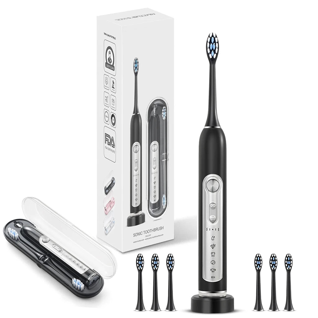 Super Sonic Electric Toothbrush for Adults and Kids Smart Timer Toothbrush with Replaceable Heads