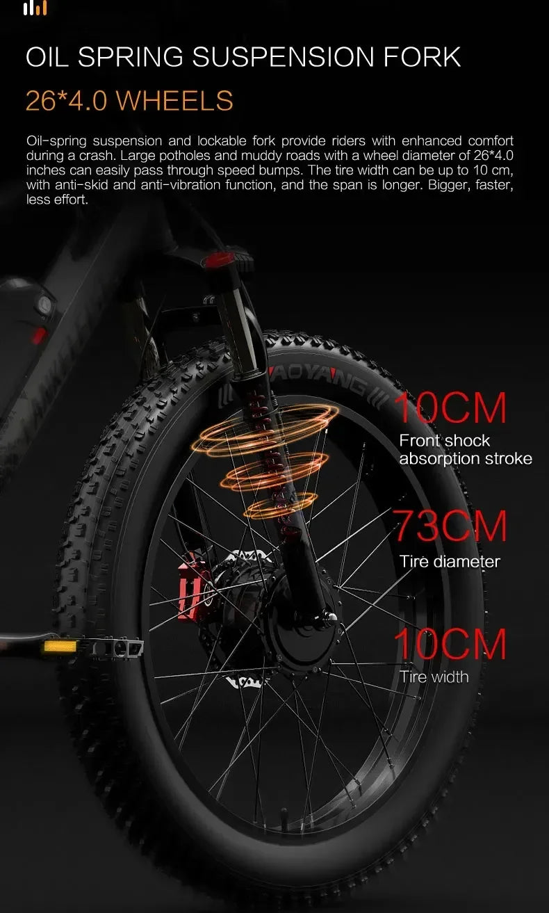 LANKELEISI MG740PLUS Electric Bike 2000W Motor 48V 16Ah Fat Tire Full Suspension
LANKELEISI MG740PLUS