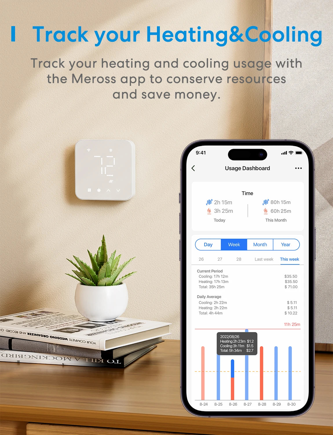 Meross Matter Smart WiFi Thermostat US