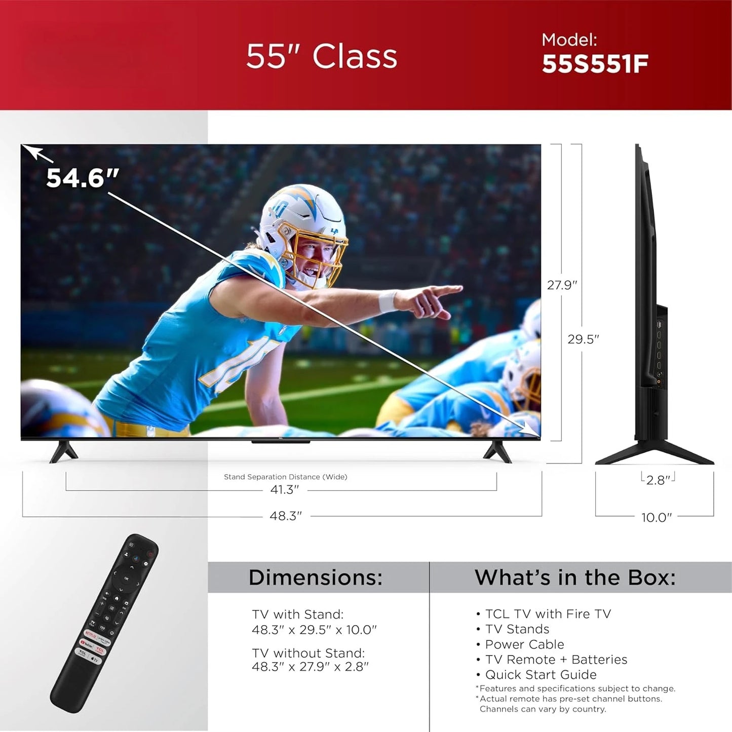 55 Inch S5 UHD 4K LED Smart TV Fire TV 2024 Dolby Vision HDR PRO+ Dolby Atmos