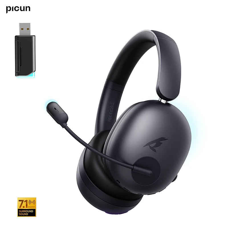 Picun UG-10A Wireless Gaming Headset 2.4G Bluetooth 6.0 Wired 56dB Mic 40mm Drivers Over Ear