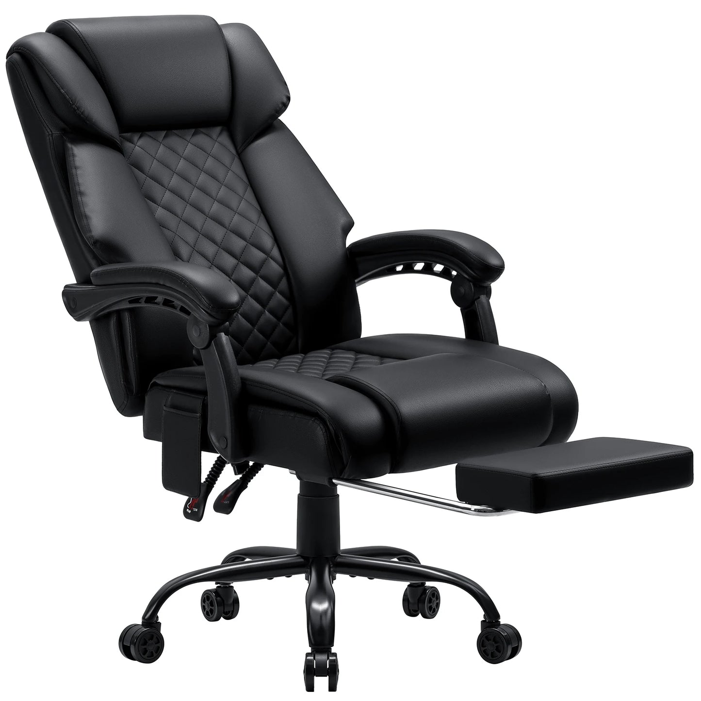 Black Massage Office Chair with Heat and Footrest Reclining