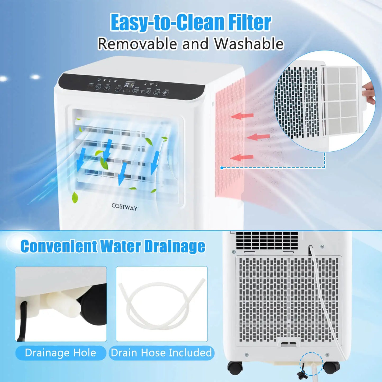 8000 BTU Portable Air Conditioner – 3-in-1 Cooler, Dehumidifier & Fan with Timer