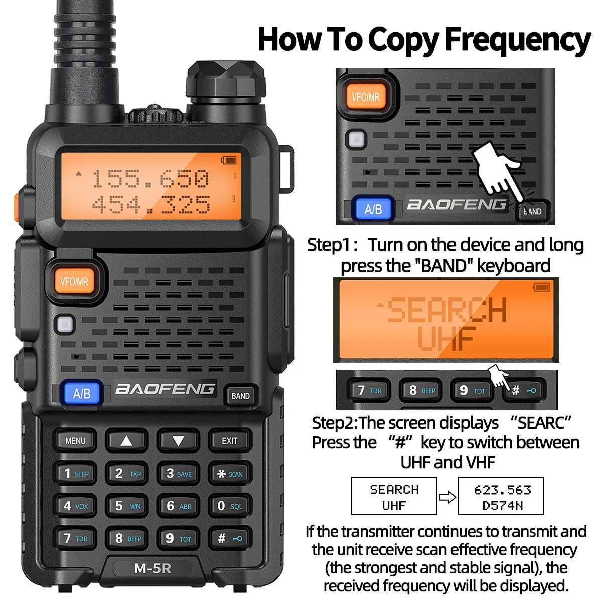 1 or 2PCS Baofeng M-5R 8W Walkie Talkie Multi Band Type-C Long Range
