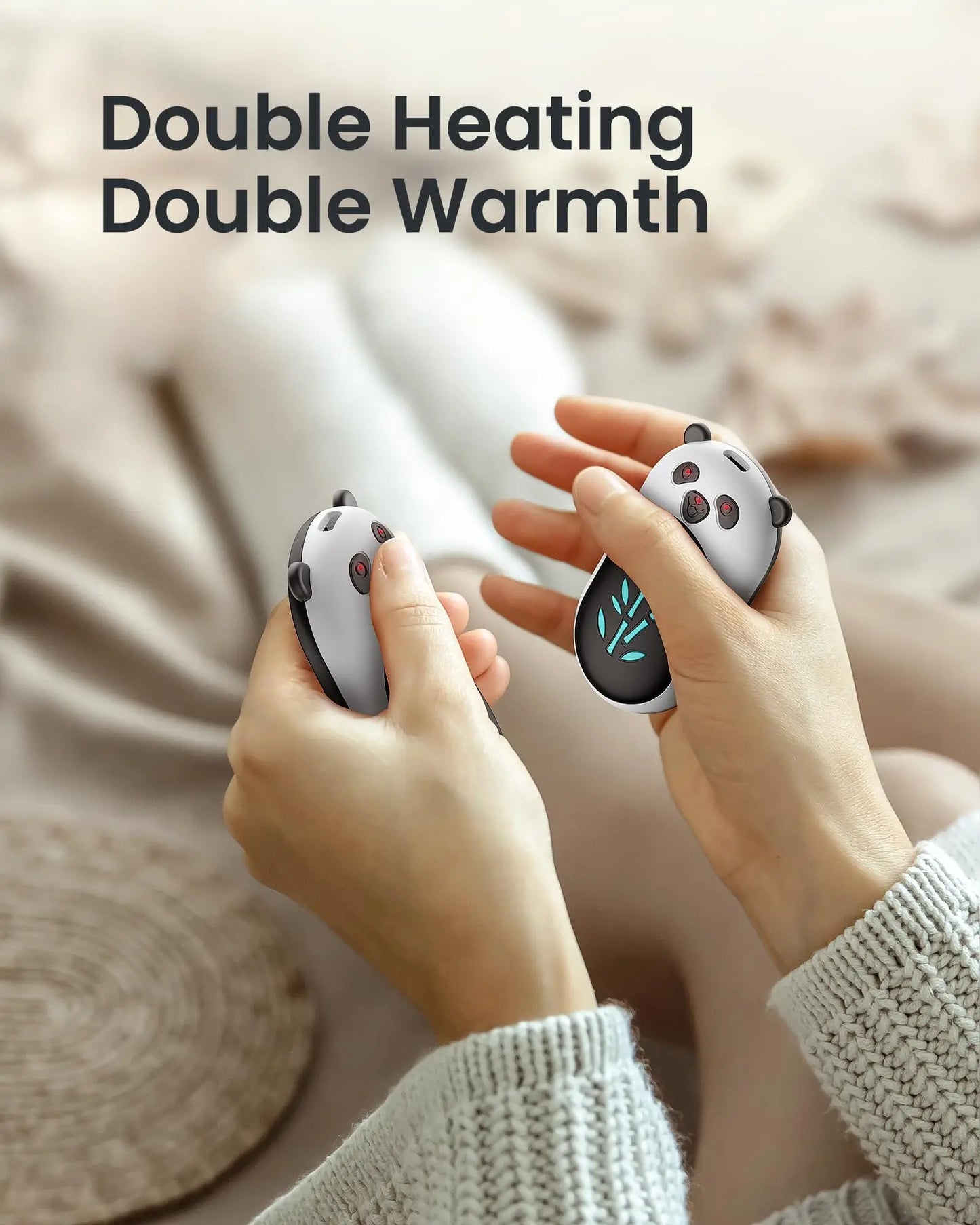 2 in 1 Portable Hand Warmer with Double Sided Heating Pocket Sized