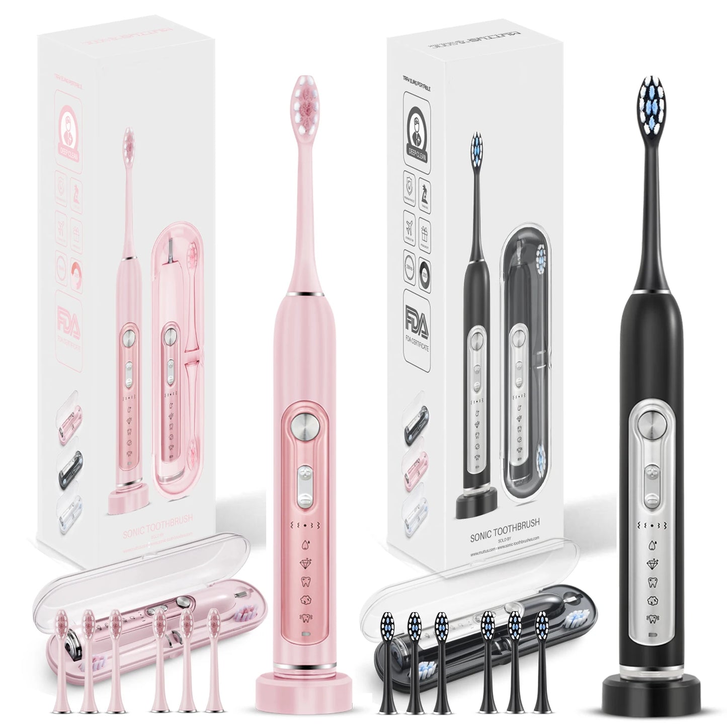 Super Sonic Electric Toothbrush for Adults and Kids Smart Timer Toothbrush with Replaceable Heads
