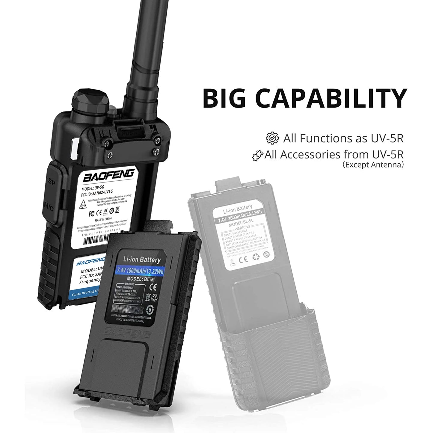 2PCS Baofeng UV-5G UV-5X GMRS Radio