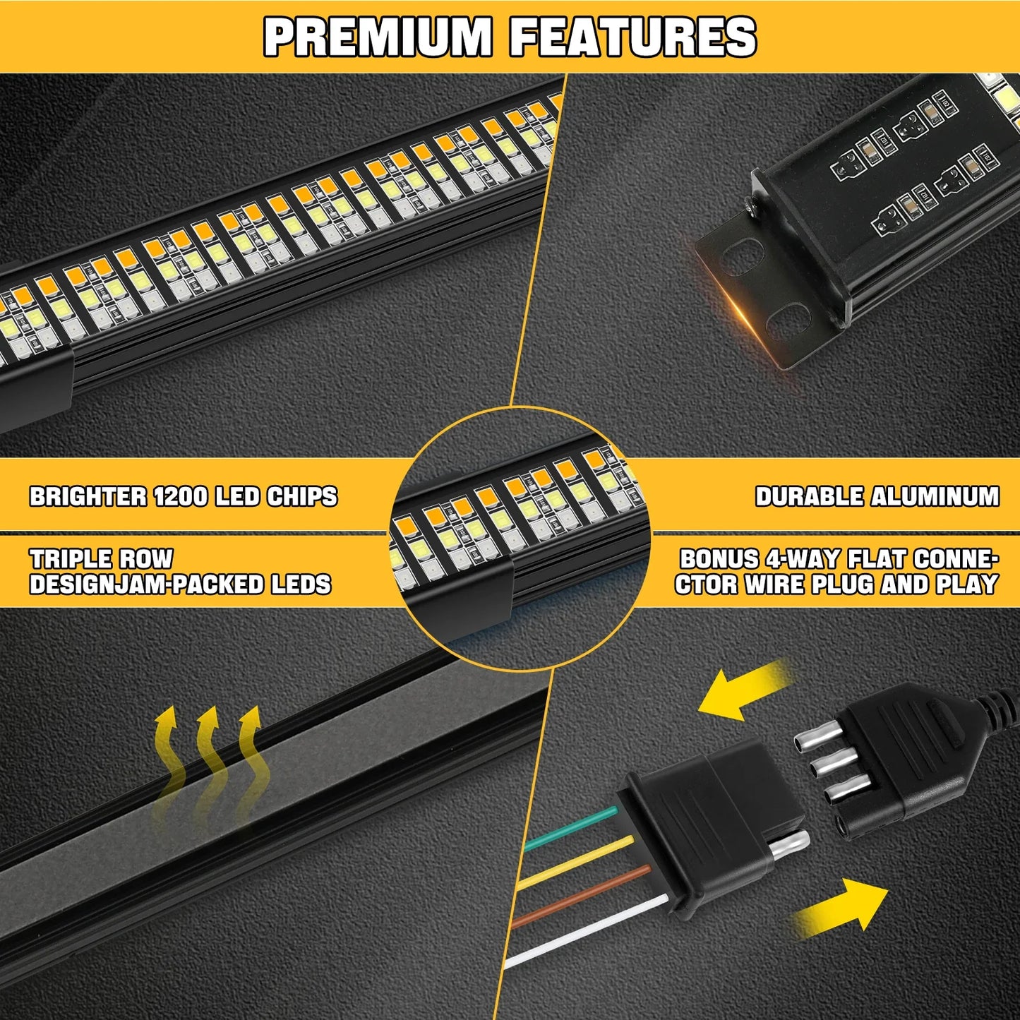 60 Inch 4 Row 864 LED Tailgate Light Strip for Truck
