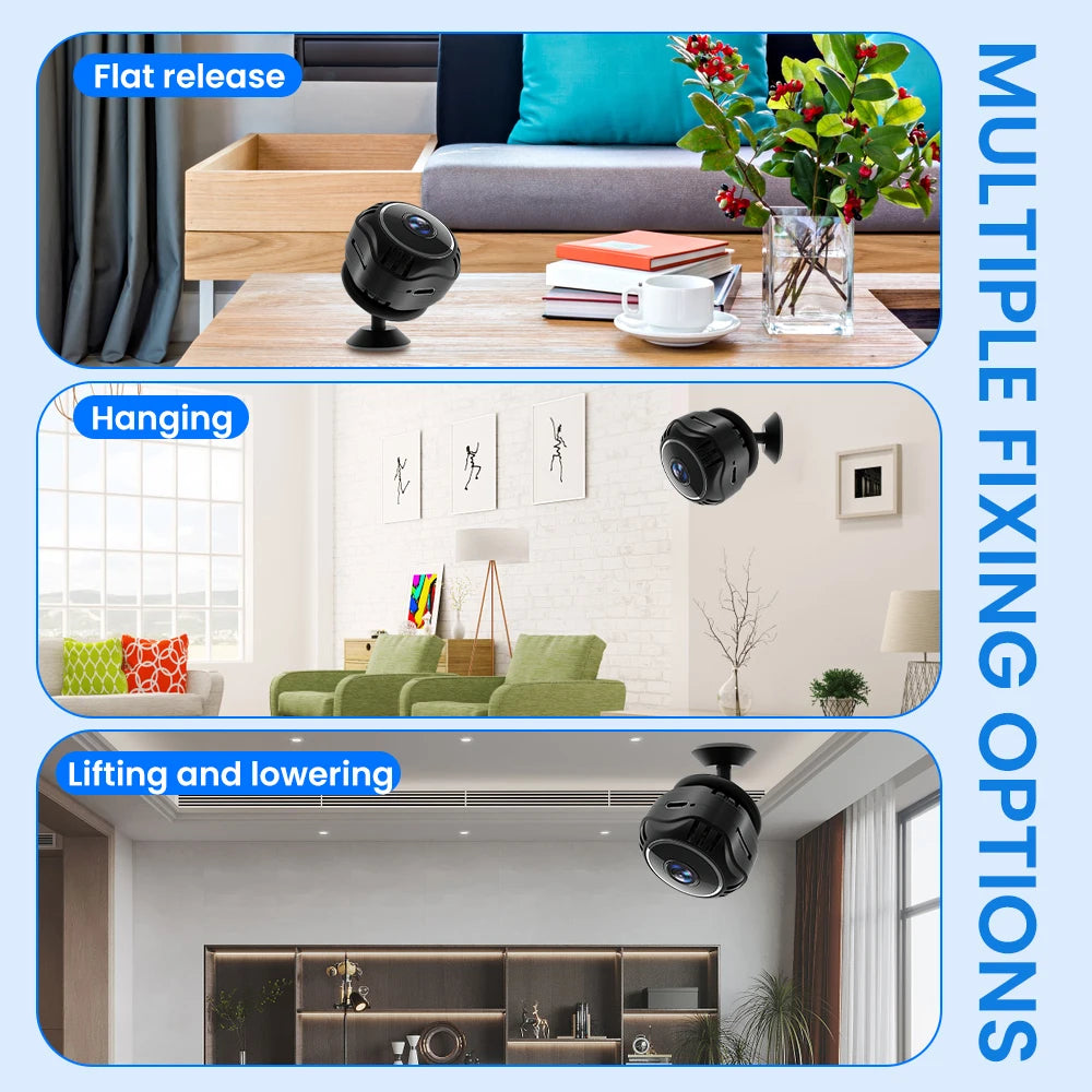 Mini WiFi Camera 1080P HD with Night Vision and Audio for Home Security and Baby Monitoring