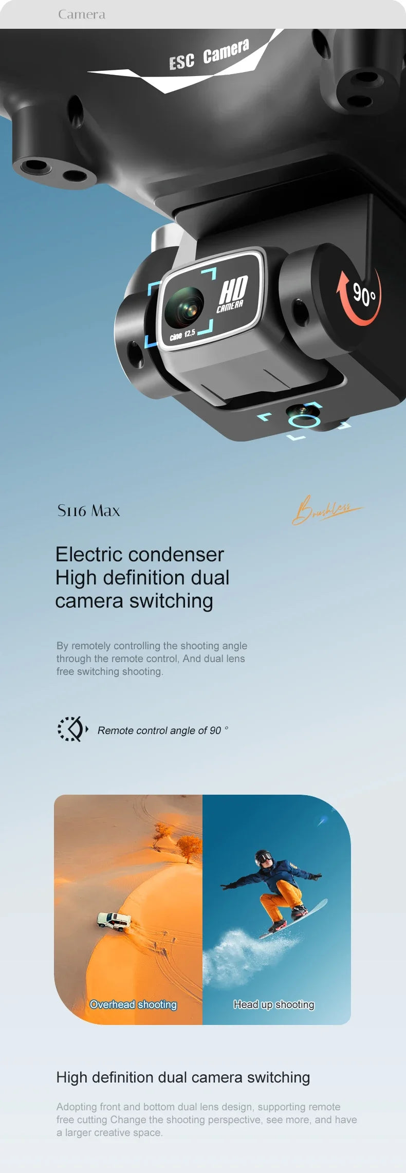 S116 MAX 8K Drone with 3 Batteries Dual Camera Optical Flow Obstacle Avoidance