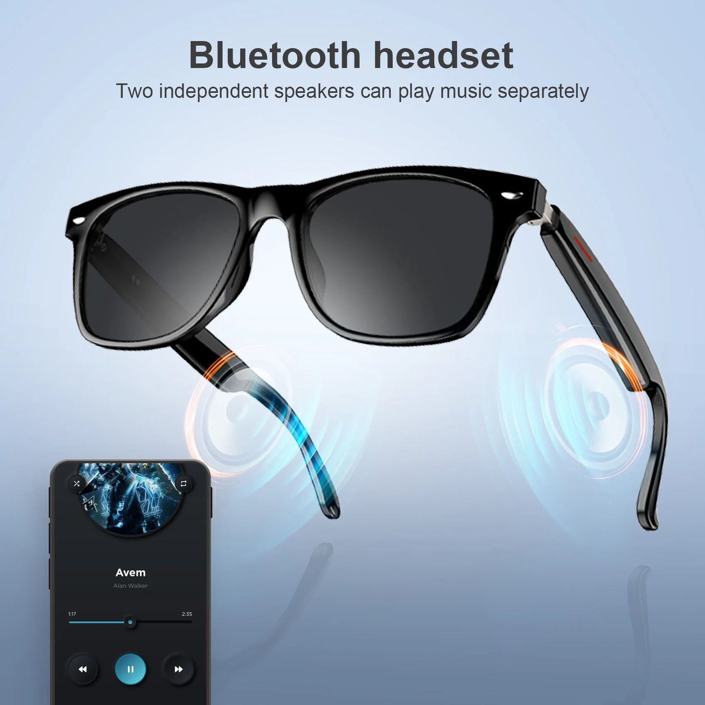 Blackview Bluetooth Smart Glasses with Speaker Mic IPX4 UV Protection