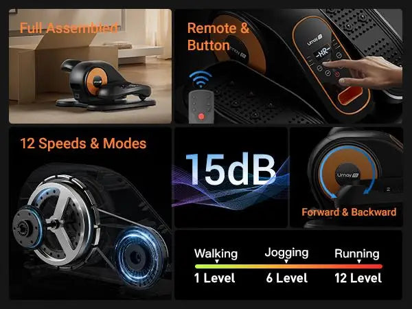 Quiet Under Desk Elliptical for Seniors with Remote Control