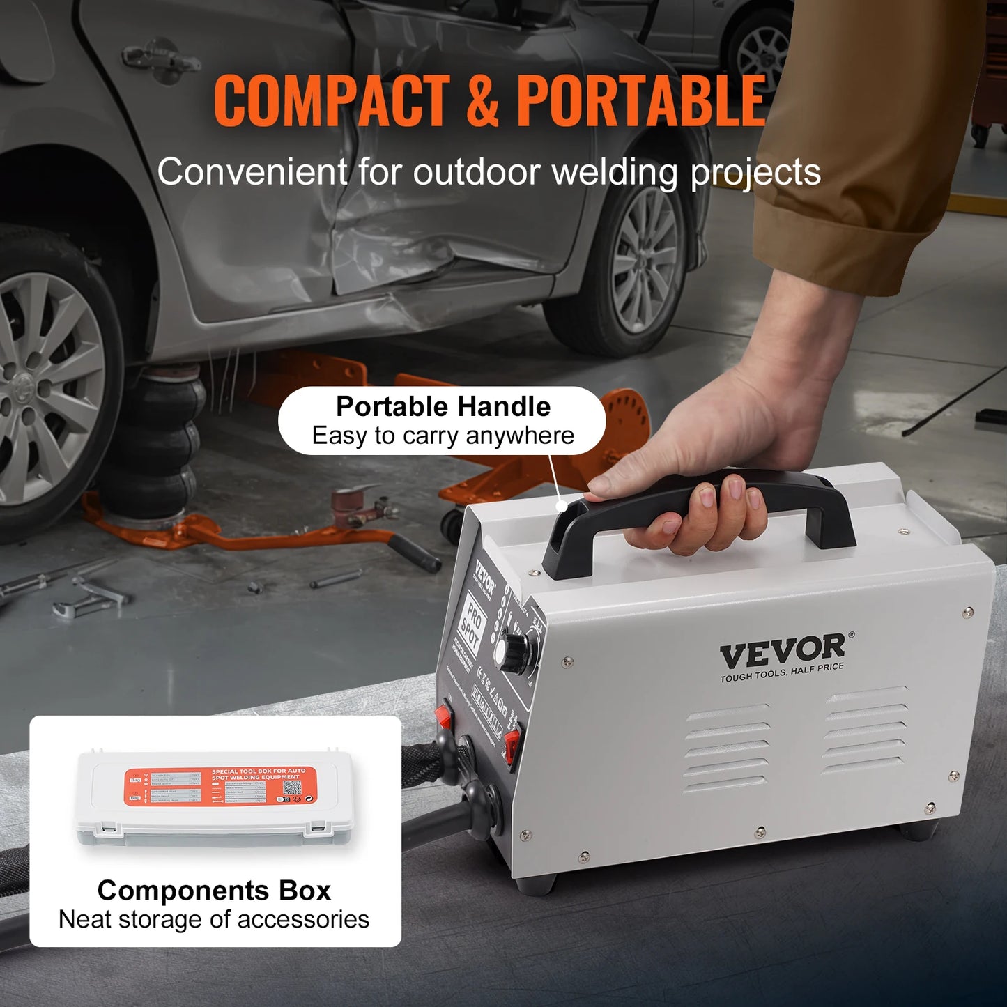 VEVOR 1.8KW Stud Welder Dent Puller Auto Body Spot Welding Machine 7 Modes for Car Truck Repair