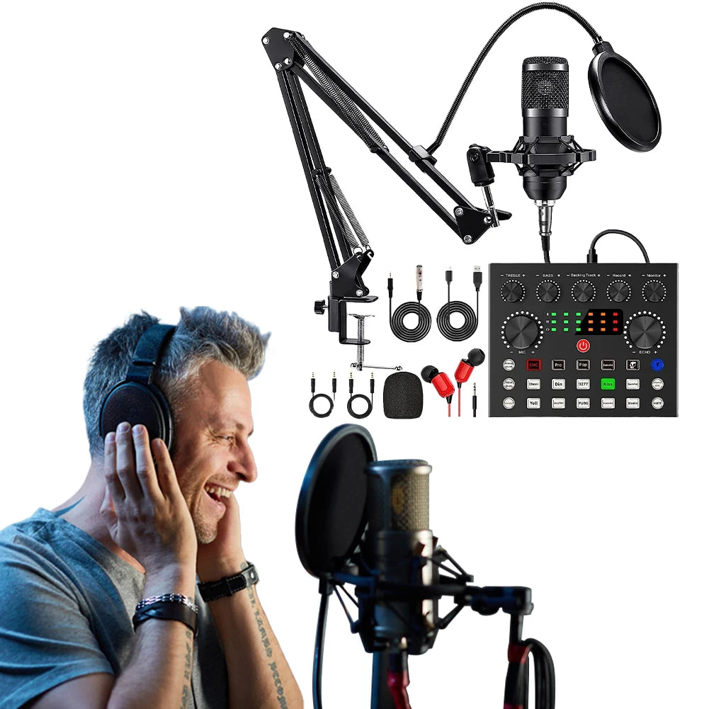 BM800 V8s Podcast Microphone & Sound Card Set