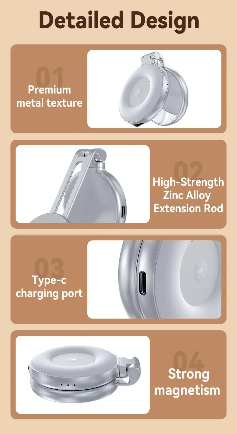 TELESIN 3-in-1 Magnetic Selfie Light with 360° LED Ring MagSafe Mirror and Phone Stand