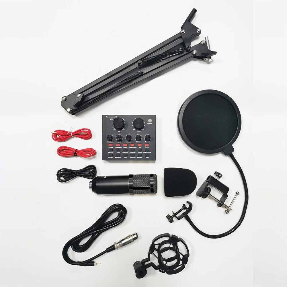 BM800 V8s Podcast Microphone & Sound Card Set