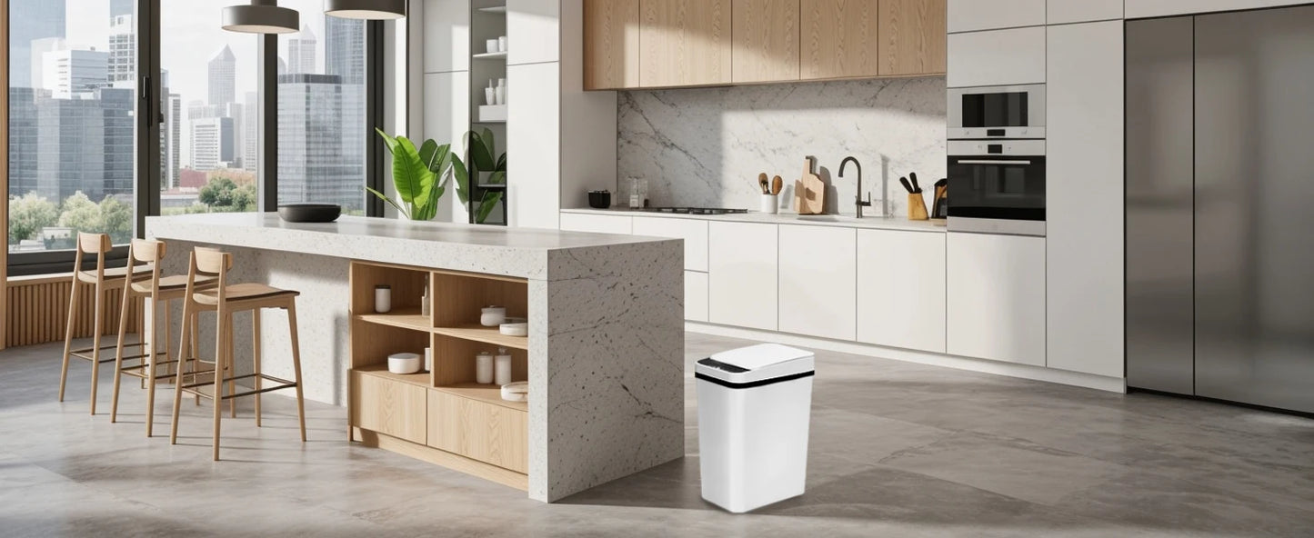 2 Pack 12L Touchless Motion Sensor Trash Cans with Lid Slim Design