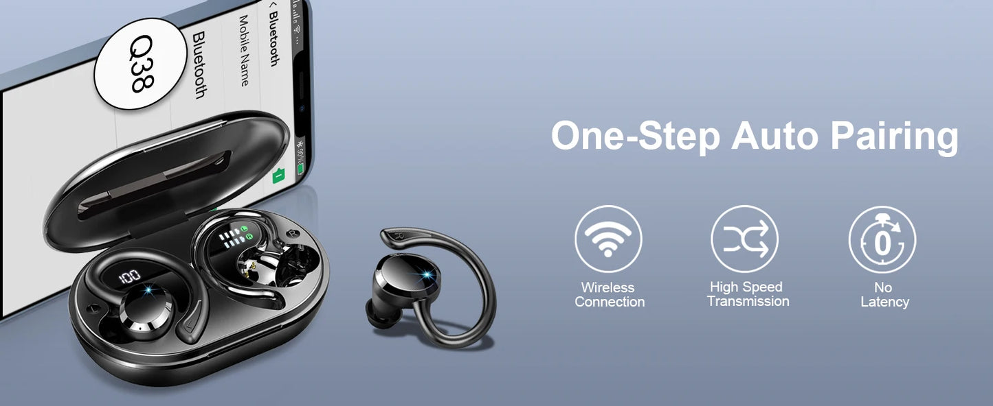 Wireless Bluetooth 5.3 Earbuds with Stereo Bass & 40H Playback IP7 Waterproof