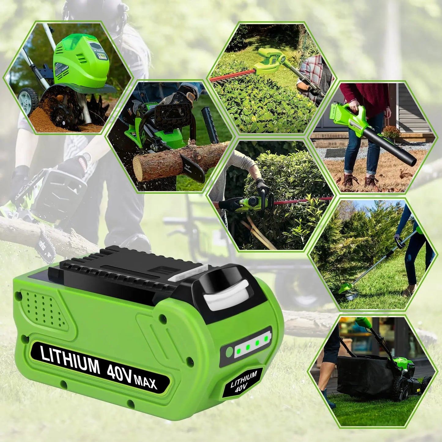 6.0Ah Greenworks 40V G-MAX Battery for 29472 29462 29252 20202 22262 Cordless Power Tools
