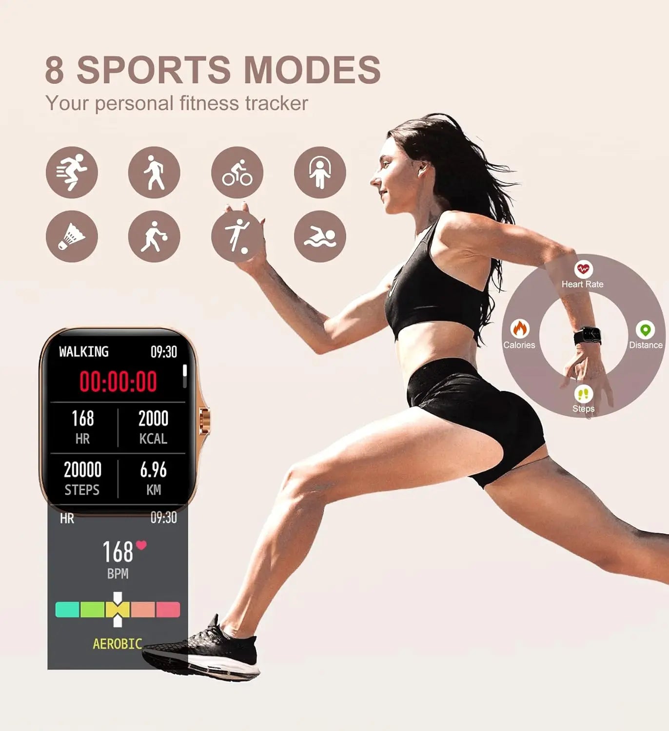 Smart Watch for Women Call Dial Fitness Tracker Heart Rate Sleep Monitor Pedometer