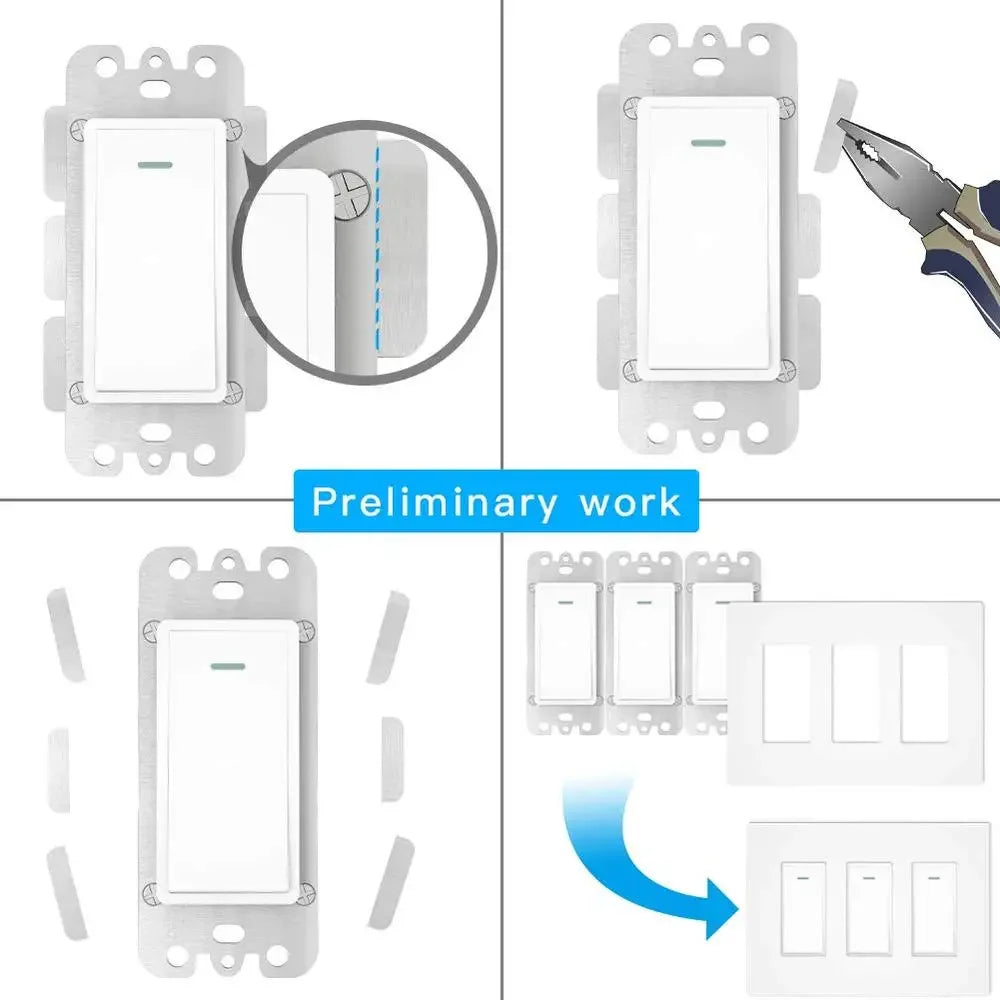 WiFi Smart Light Switch 3 Gang No Screw Panel Timer Control Wireless Remote Smart Life App Compatible with Neutral Wire Required