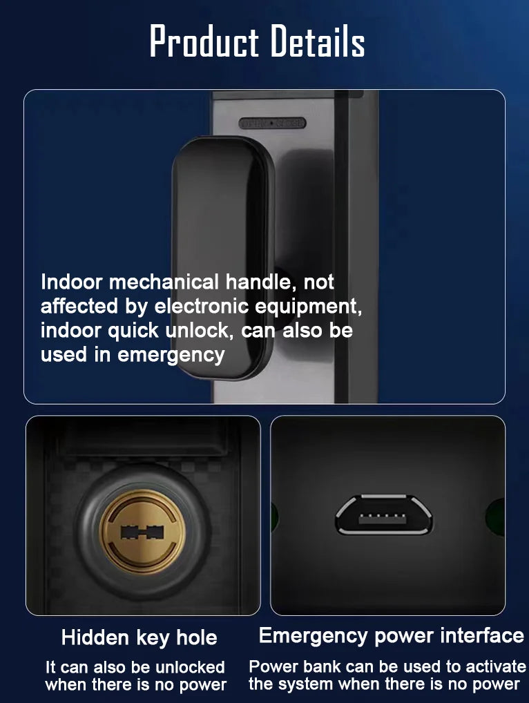 3D Face Recognition Digital Door Lock with Camera Fingerprint and Keyless Entry