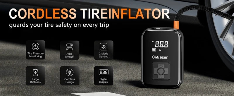 Portable Wireless Air Pump 150PSI Electric Tire Inflator for Car Bicycle Motorcycle