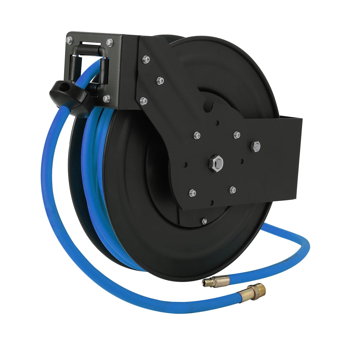 Retractable Air Hose Reel Heavy Duty Hybrid Hose Auto Rewind Ceiling Wall Mount Enclosed Air Reel