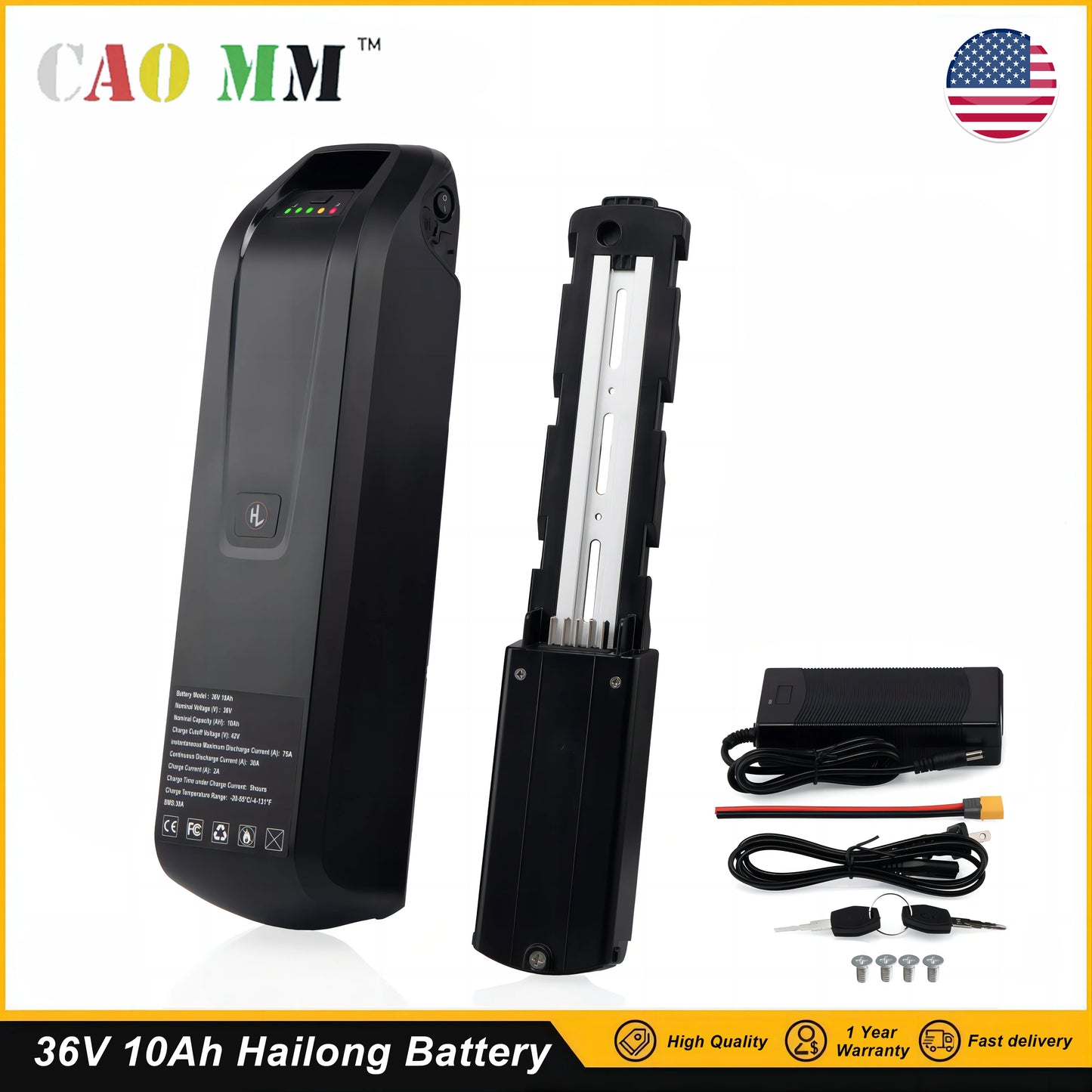 Battery Hailong Case USB 36V 10Ah Lithium Ion 18650 Motor Bike Conversion Kit Bafang Electric Bicycle XT60