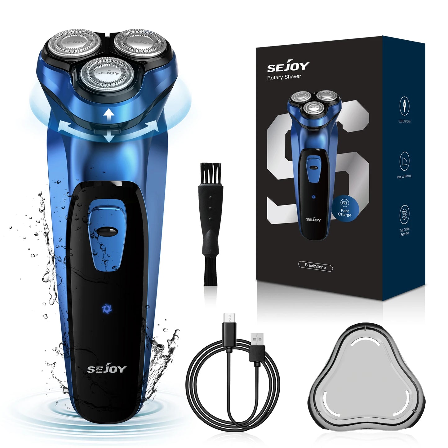 Sejoy Electric Razor for Men Rotary Rechargeable Travel Shaver Beard Trimmer