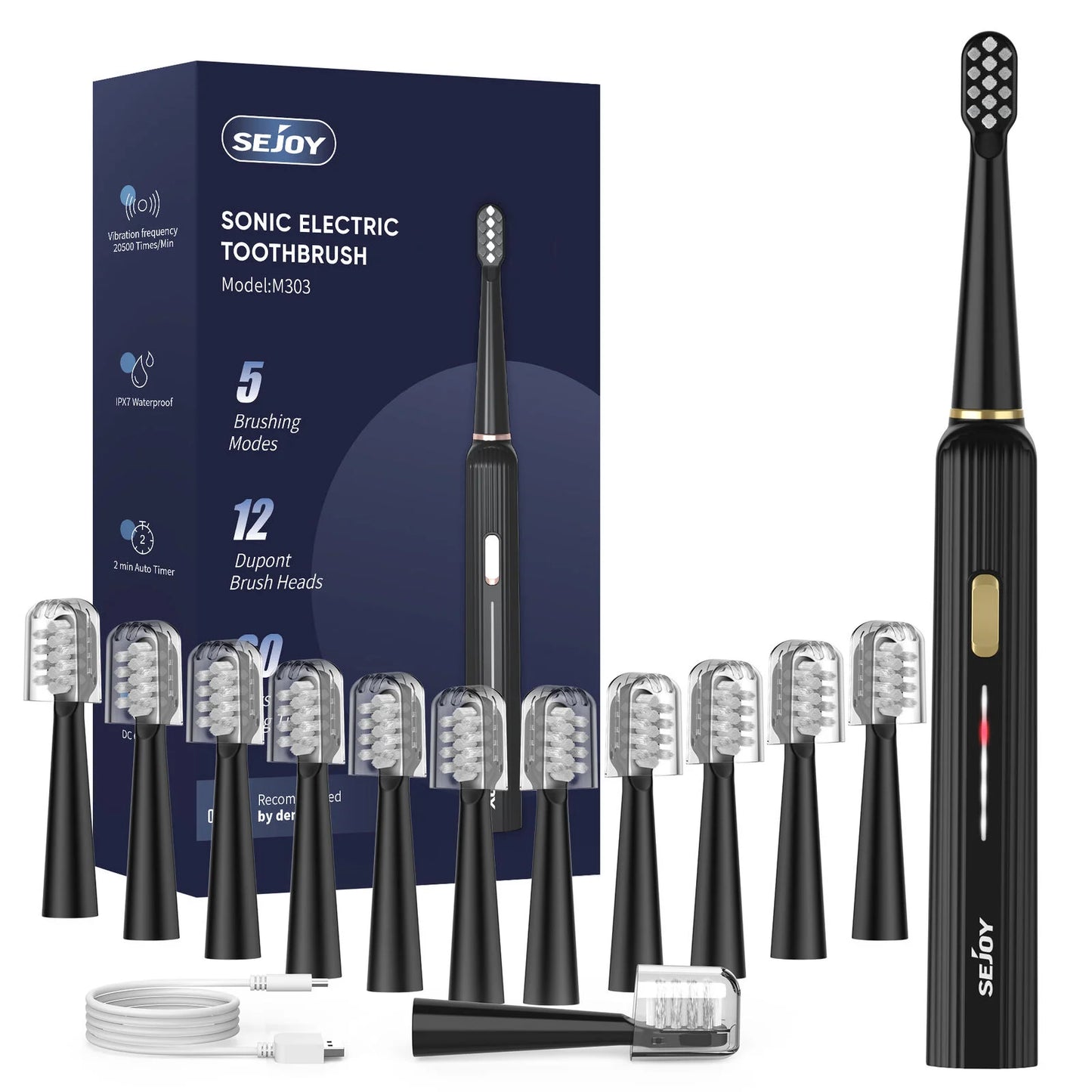 Sejoy Sonic Electric Toothbrush for Adults Rechargeable 5 Modes Personal Care