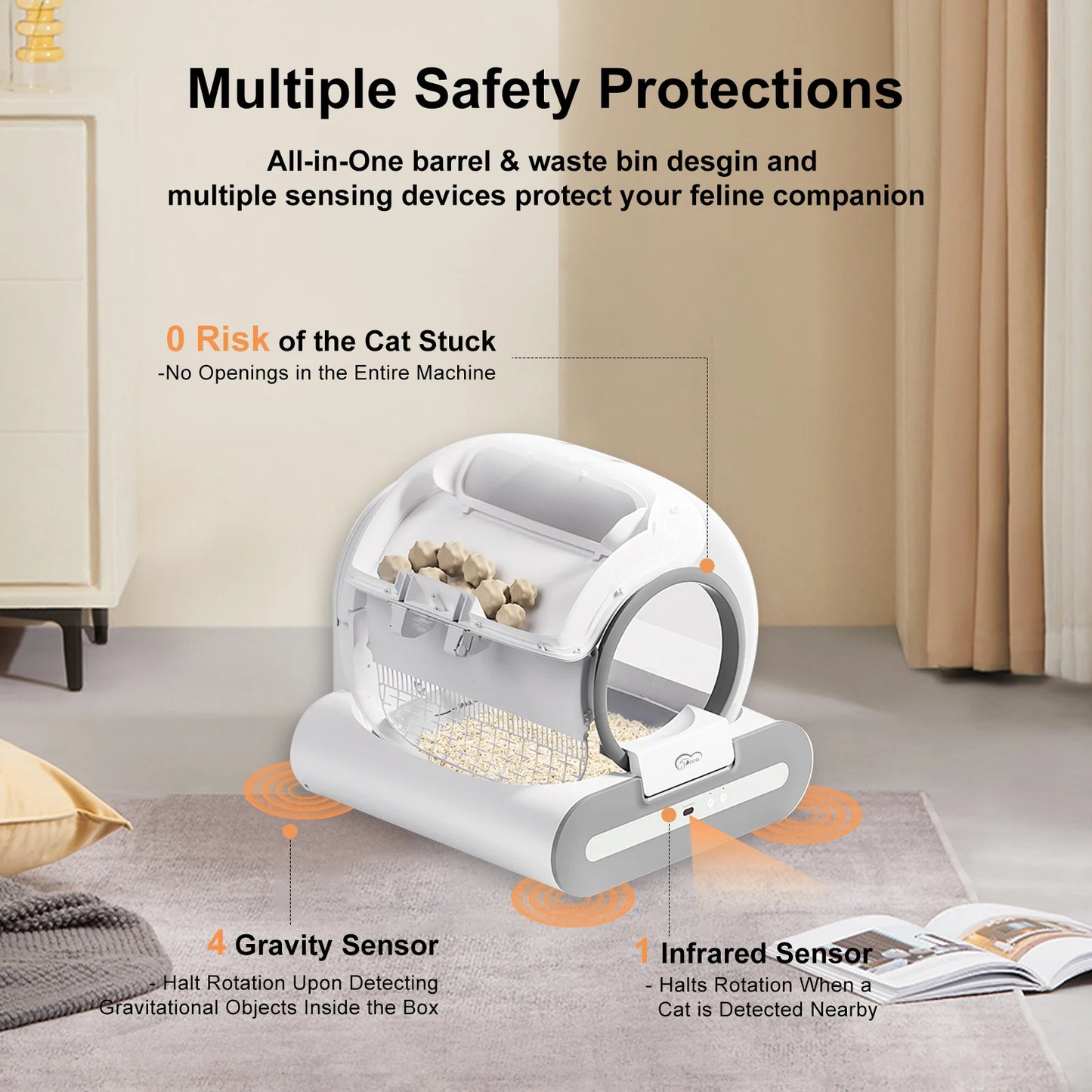 DOEL Automatic Self Cleaning Cat Litter Box with App Control and Litter Mat for Multiple / Large Cats