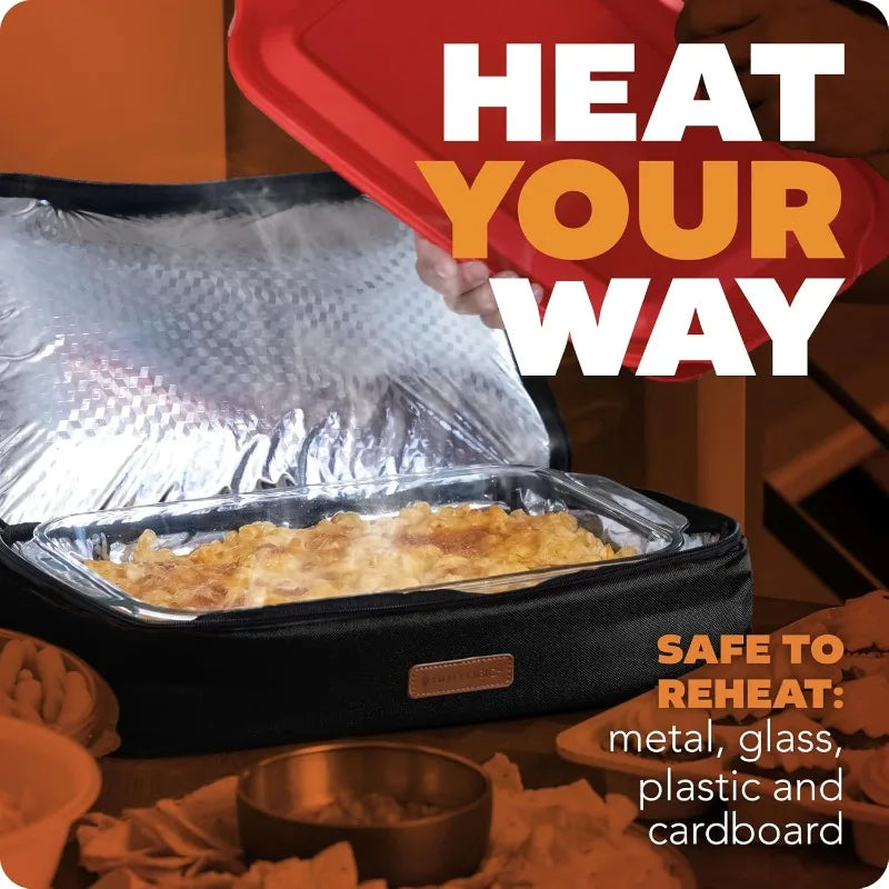 HOTLOGIC Max XP Large Portable Electric Lunch Box and Food Warmer Tote 120V Black