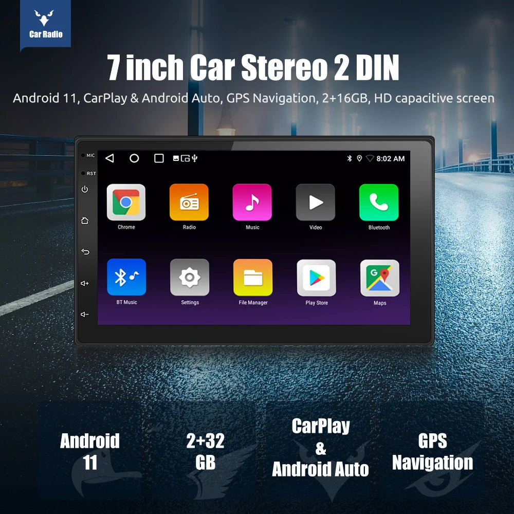 7"/9"/10" Android Car Radio with CarPlay GPS & Multimedia Player for Nissan Hyundai Tesla Style