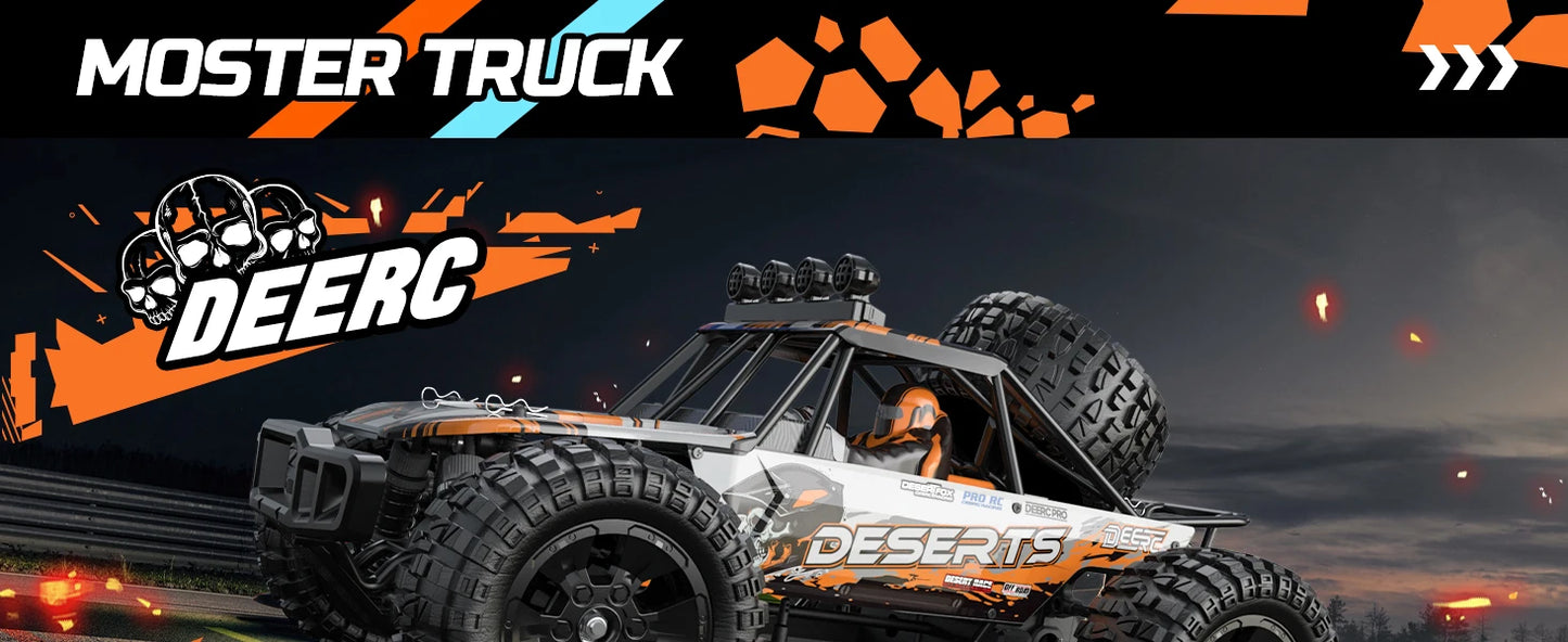 DEERC 9203E 1:10 Scale RC Truck 48KM/H 4X4 Lights 2 Batteries 2.4GHz All-Terrain 30 Min Play
