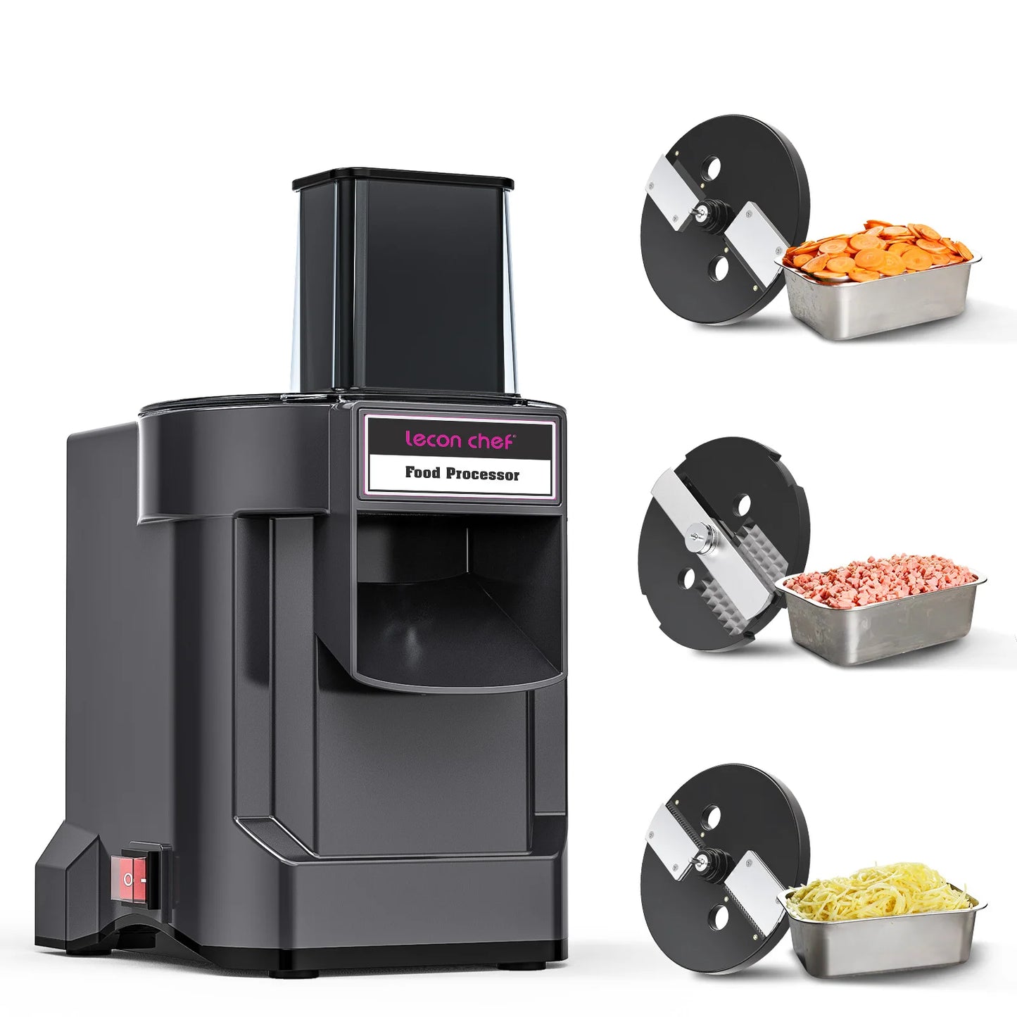 Lecon Chef 3 in 1 Electric Food Processor Dicer Chopper Slicer with 3 Blades
