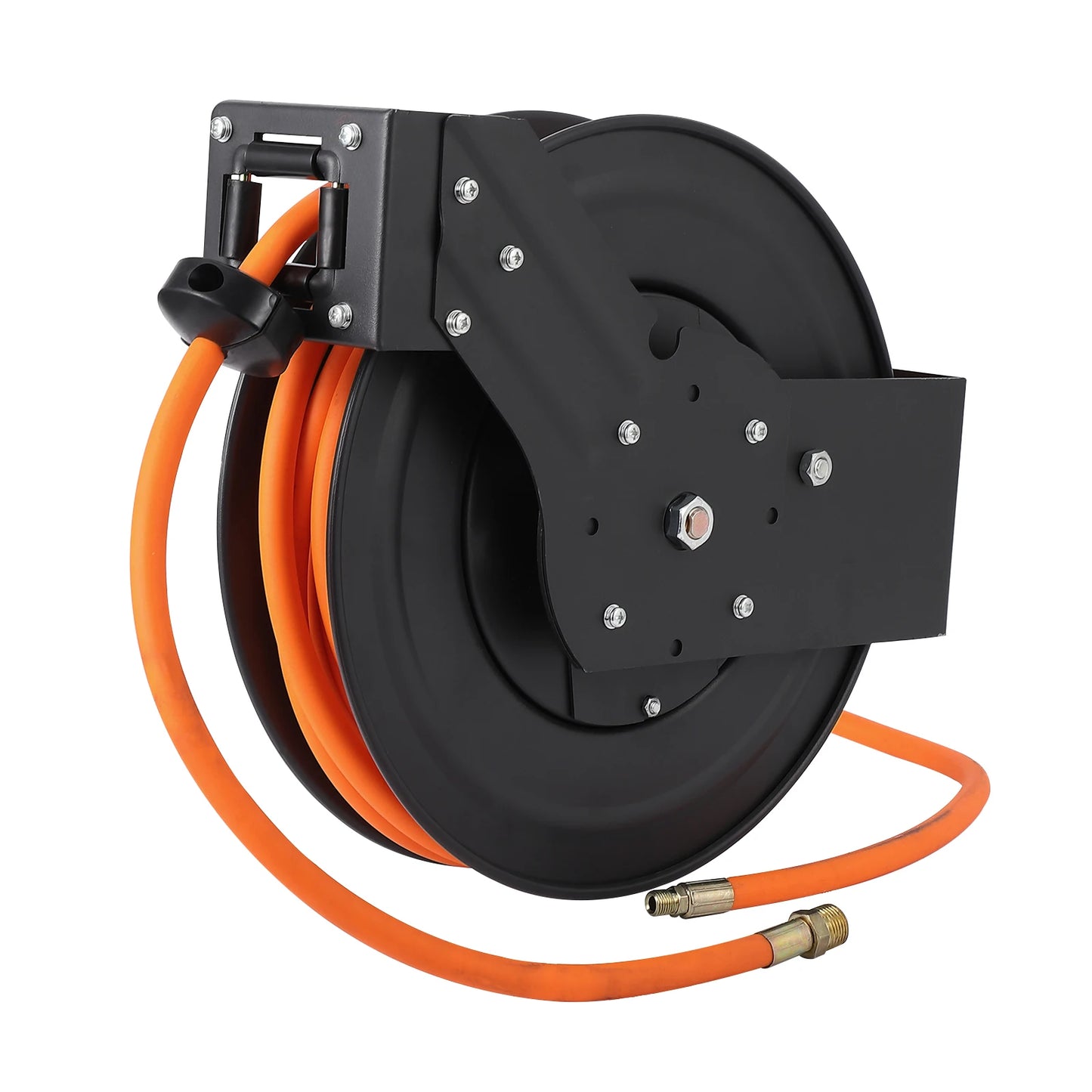 Retractable Air Hose Reel Heavy Duty Hybrid Hose Auto Rewind Ceiling Wall Mount Enclosed Air Reel