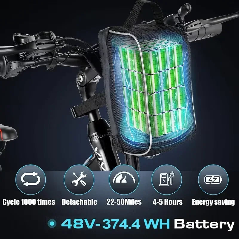 QVivi 750W Folding Electric Mountain Bike with Detachable Lithium Battery and 26-Inch Wheels