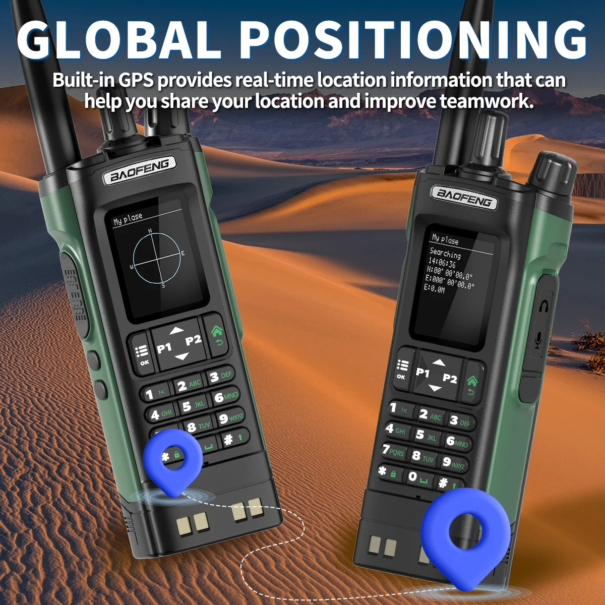 Baofeng UV-32 10W GPS Walkie Talkie Multi Band Bluetooth Type-C Long Range