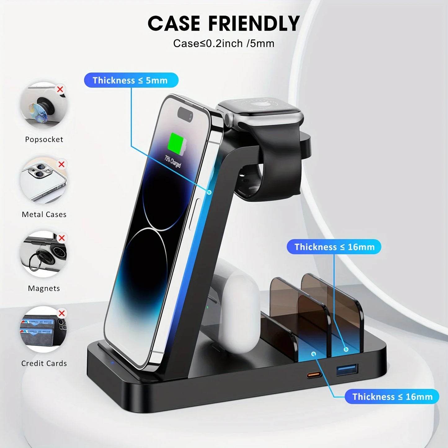 5 in 1 Fast Wireless Charging Station for iPhone Apple Watch Airpods
