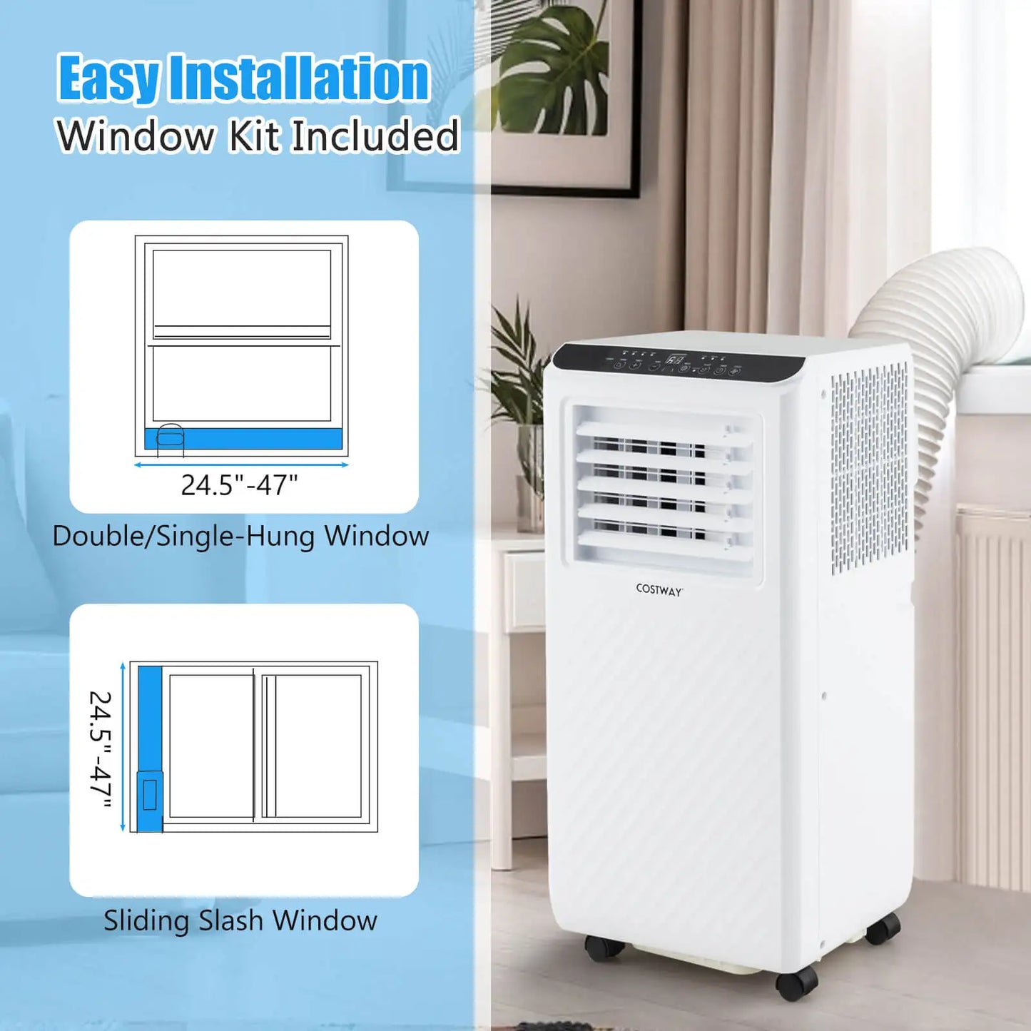 8000 BTU Portable Air Conditioner – 3-in-1 Cooler, Dehumidifier & Fan with Timer