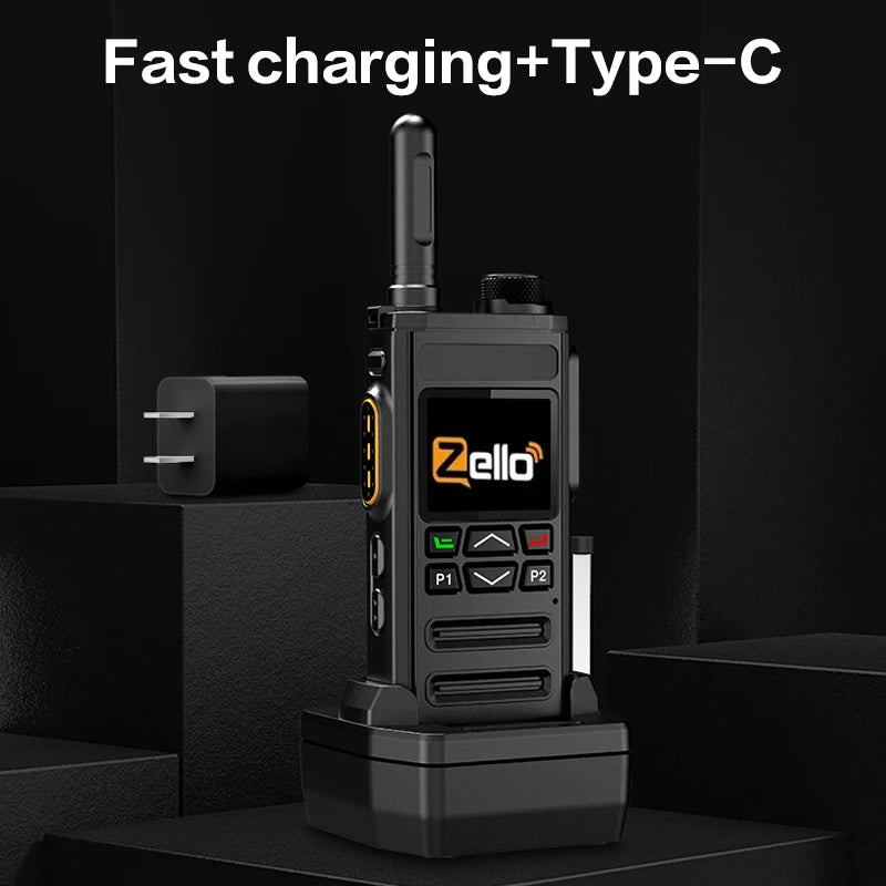 Zello 4G LTE WiFi POC Walkie Talkie with Bluetooth Long Battery Fast Charging
