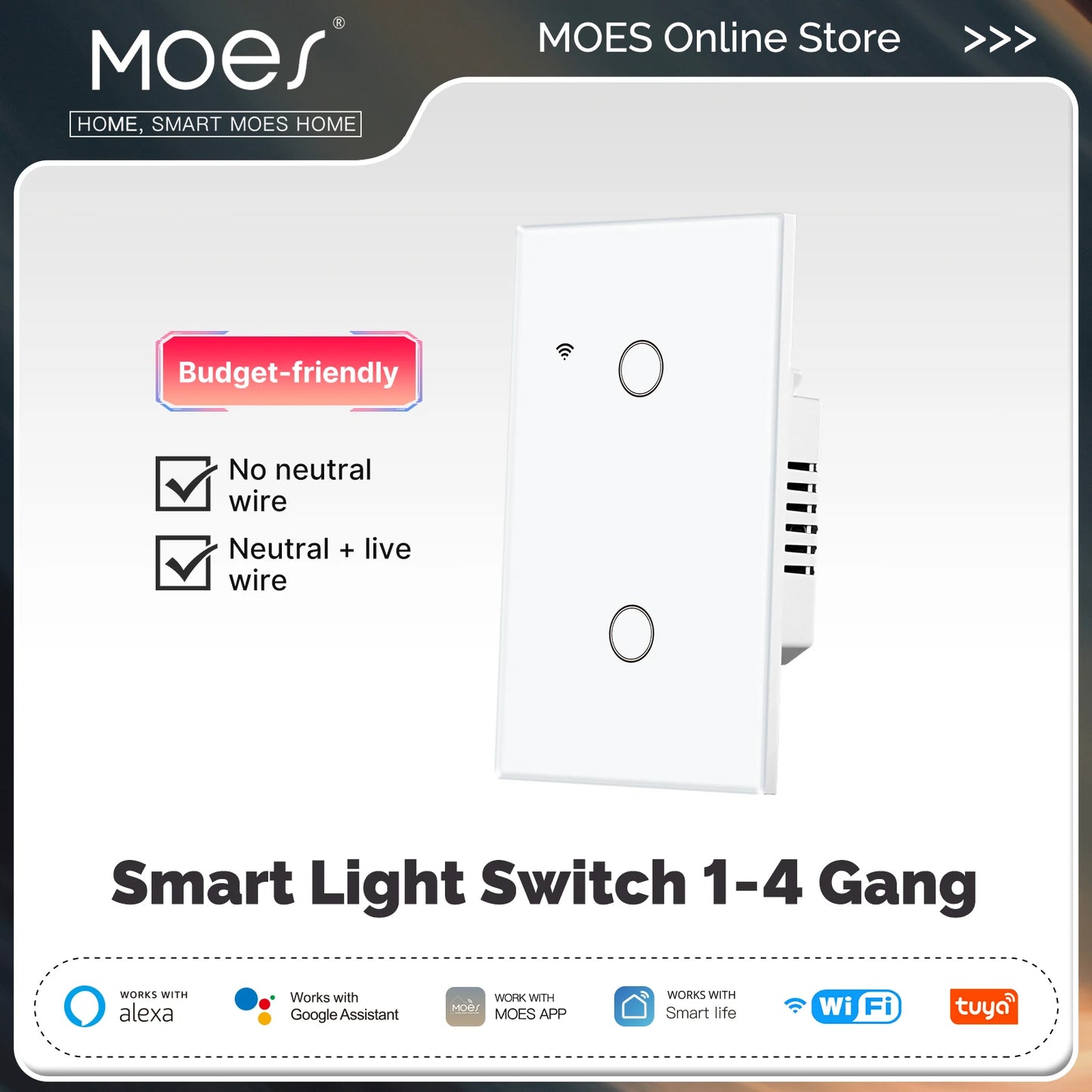 Tuya WiFi Smart Light Switch Touch Control Alexa Google
