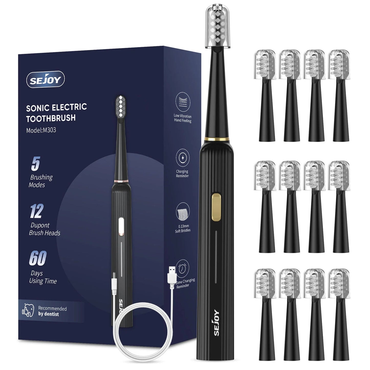 Sejoy Sonic Electric Toothbrush for Adults Rechargeable 5 Modes Personal Care