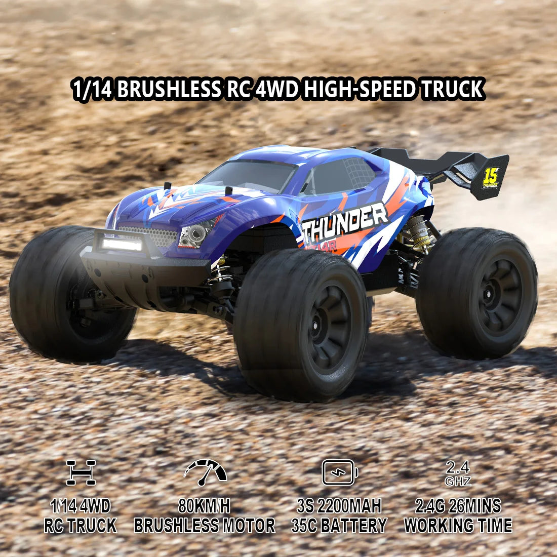 JIUSI MT14R 1/14 RC Racing Car 4WD 80km/h Brushless Motor 2.4G RC High Speed Off-road