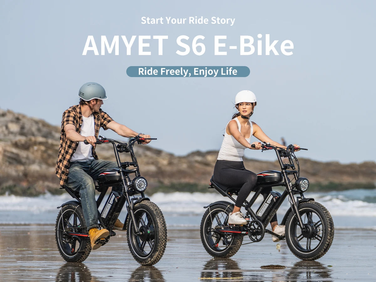 AMYET S6 Electric Bike for Adults Dual Moter Peak 3000W,52V 50AH Removable Dual Battery,140 Miles,32MPH Electric Motorcycle Bike