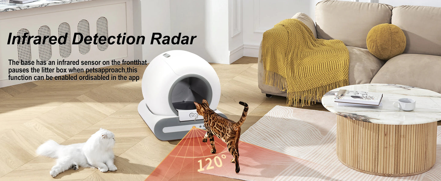 DOEL Automatic Self Cleaning Cat Litter Box with App Control and Litter Mat for Multiple / Large Cats
